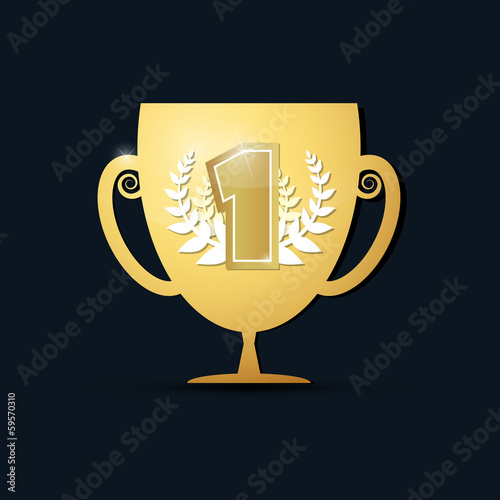 Vector Gold Trophy Cup on Dark Background