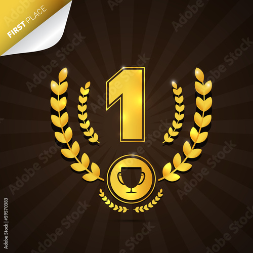 Vector Illustration of First Place, Gold Medal