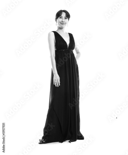 girl in a black wedding dress - black and white