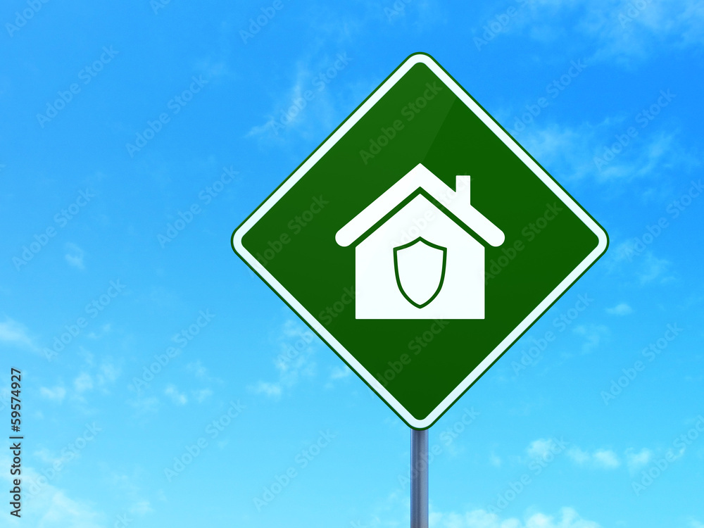 Privacy concept: Home on road sign background Privacy concept: Home on road sign background