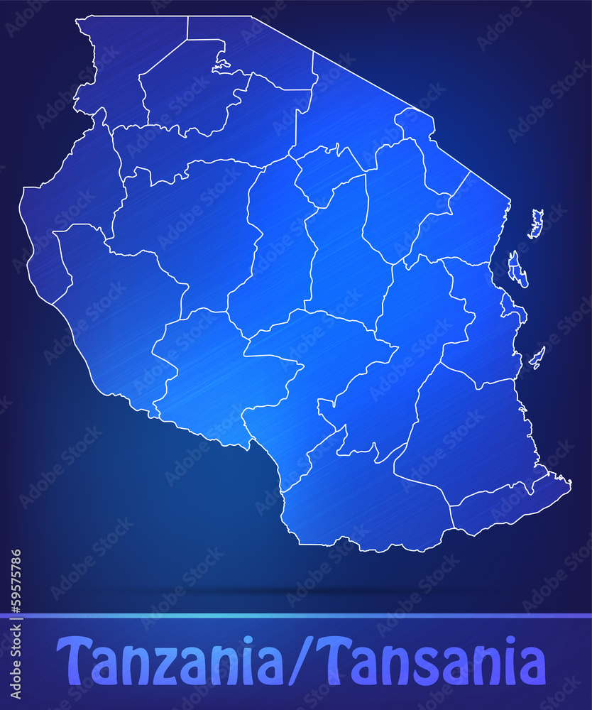 Grenzkarte von Tansania mit Grenzen in einfarbig Scribble Grenzkarte von Tansania mit Grenzen in einfarbig Scribble