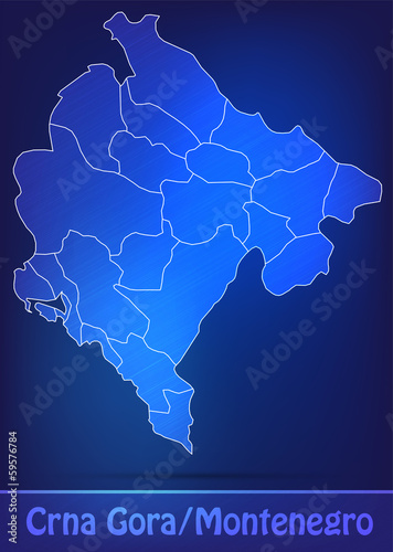 Grenzkarte von Montenegro mit Grenzen in einfarbig Scribble