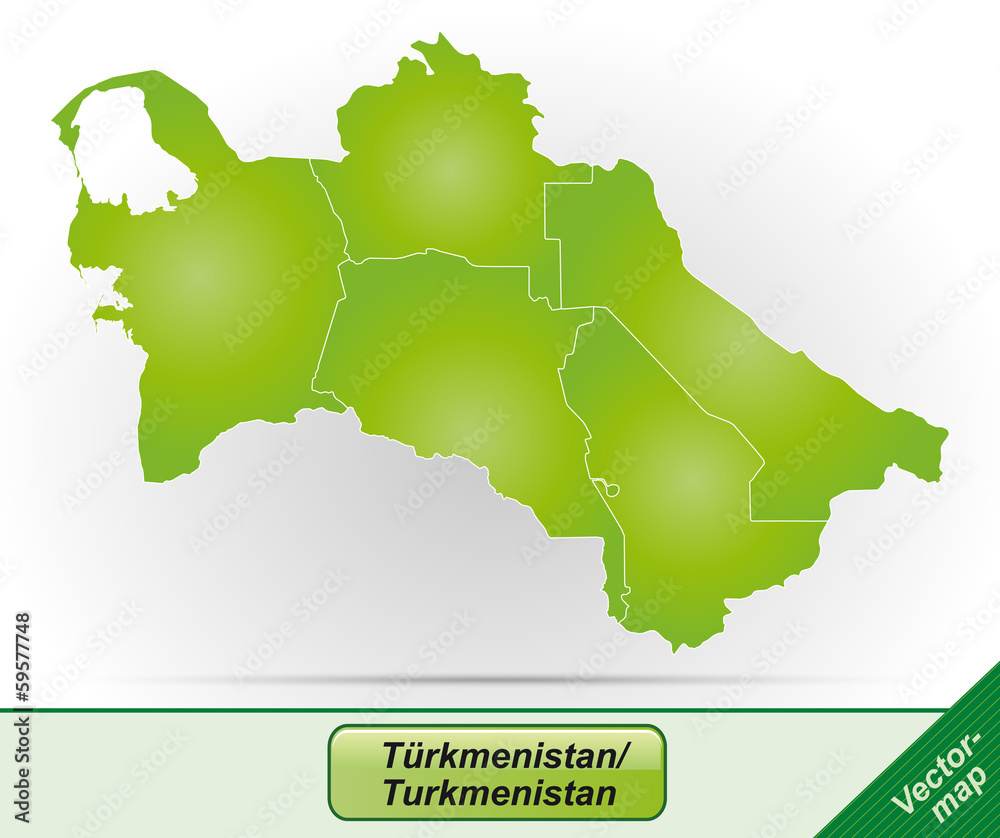 Grenzkarte von Turkmenistan mit Grenzen in Grün