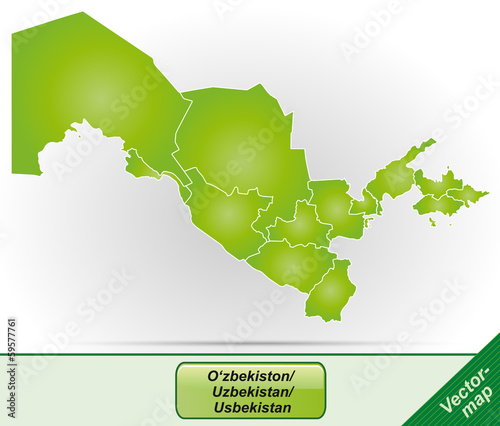 Grenzkarte von Usbekistan mit Grenzen in Grün