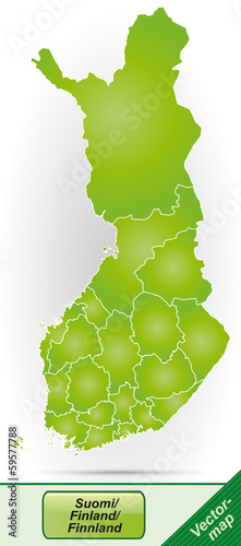 Grenzkarte von Finnland mit Grenzen in Grün