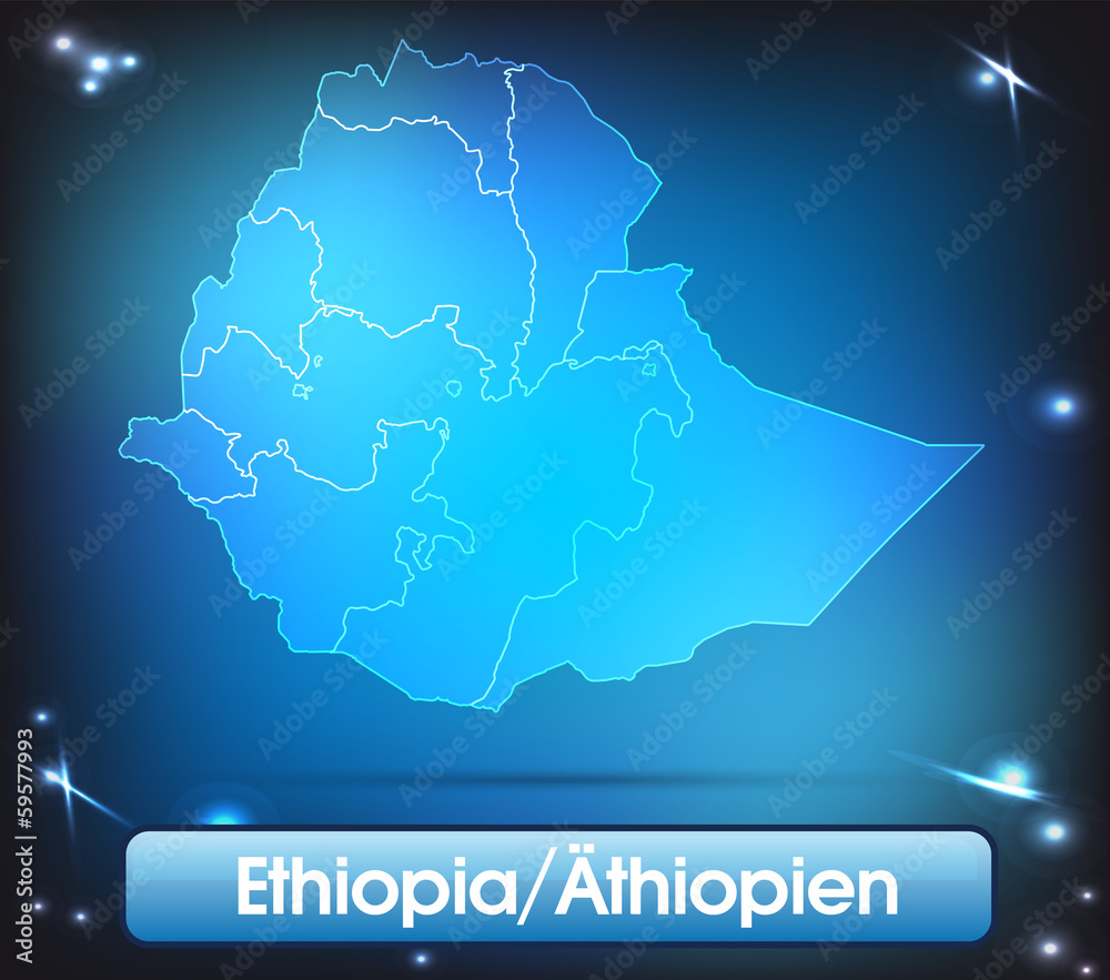 Obraz premium Aethiopien mit Grenzen in leuchtend einfarbig