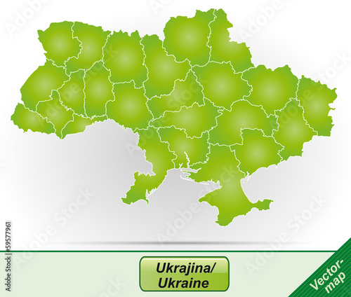 Grenzkarte von Ukraine mit Grenzen in Grün