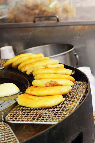 Hoddeok Korean snack in market photo