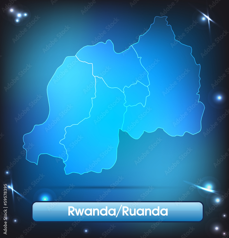 Ruanda mit Grenzen in leuchtend einfarbig