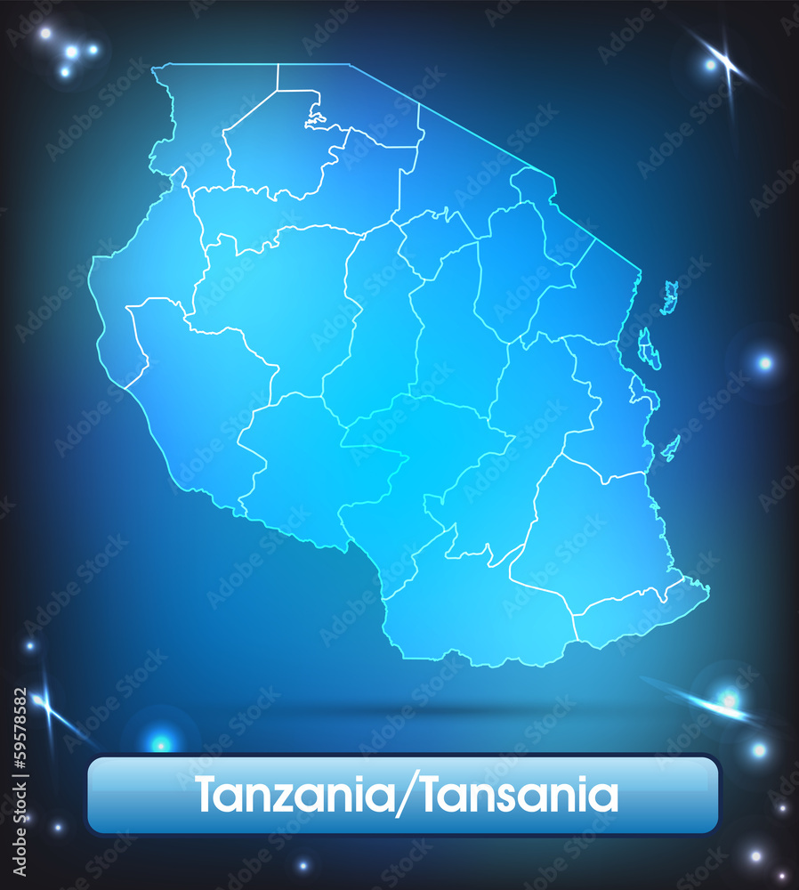 Tansania mit Grenzen in leuchtend einfarbig