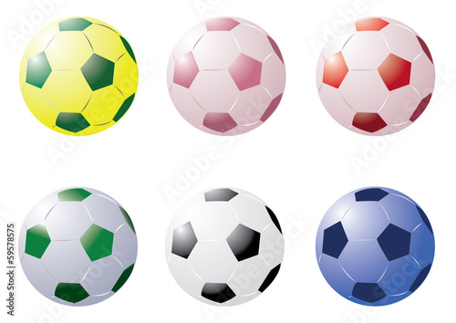 soccer balls in different colours