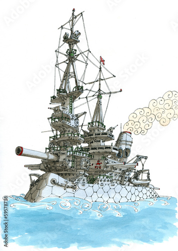 Obraz na plátně Turtle battlecruiser
