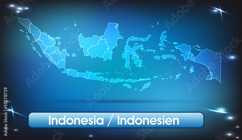 Indonesien mit Grenzen in leuchtend einfarbig