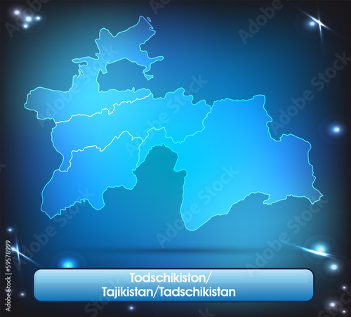 Tadschikistan mit Grenzen in leuchtend einfarbig
