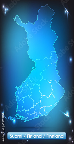 Finnland mit Grenzen in leuchtend einfarbig photo