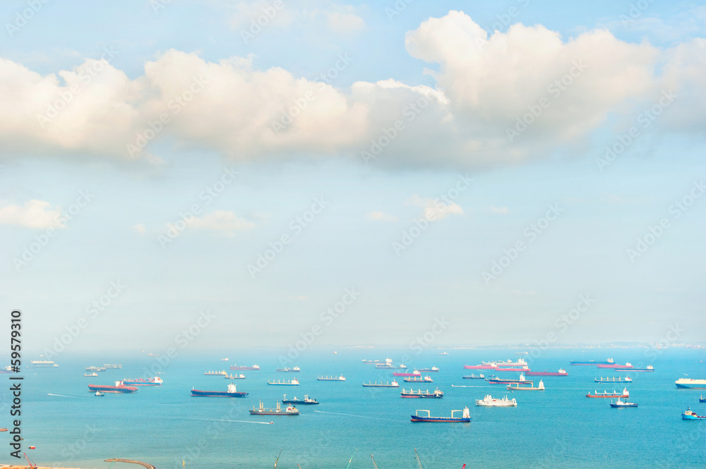 Naklejka premium Port w Singapurze