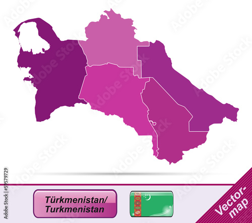 Turkmenistan mit Grenzen in Violett