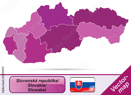 Grenzkarte von Slowakei mit Grenzen in Violett