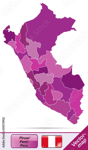 Grenzkarte von Peru mit Grenzen in Violett