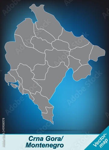 Montenegro mit Grenzen in leuchtend grau