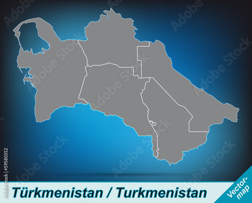 Turkmenistan mit Grenzen in leuchtend grau
