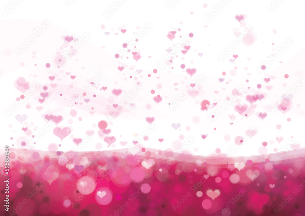 Vector pink background with hearts for Valentine's day design.