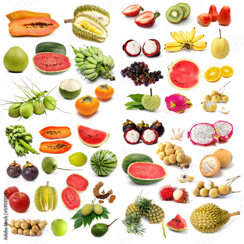 Fototapeta Naklejka Na Ścianę i Meble -  Set of organic fruit, Fruit isolated