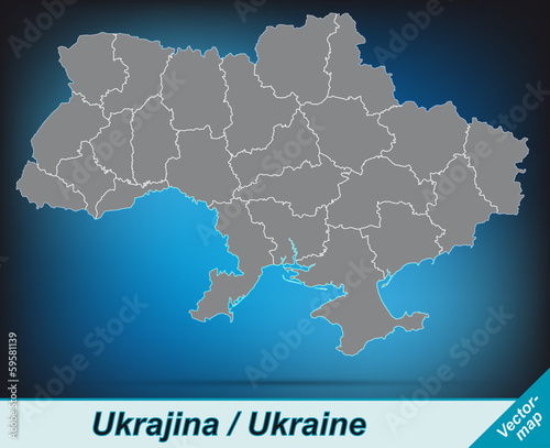 Ukraine mit Grenzen in leuchtend grau