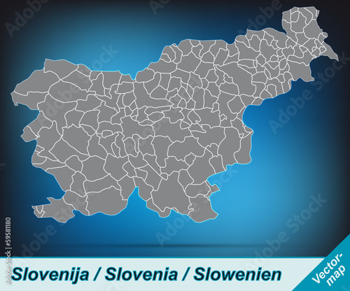 Slowenien mit Grenzen in leuchtend grau