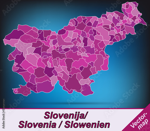 Grenzkarte von Slowenien mit Grenzen in Violett