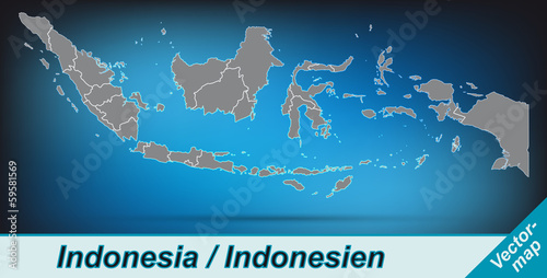 Indonesien mit Grenzen in leuchtend grau