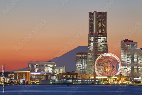 Yokohama city over the Mt. Fuji photo