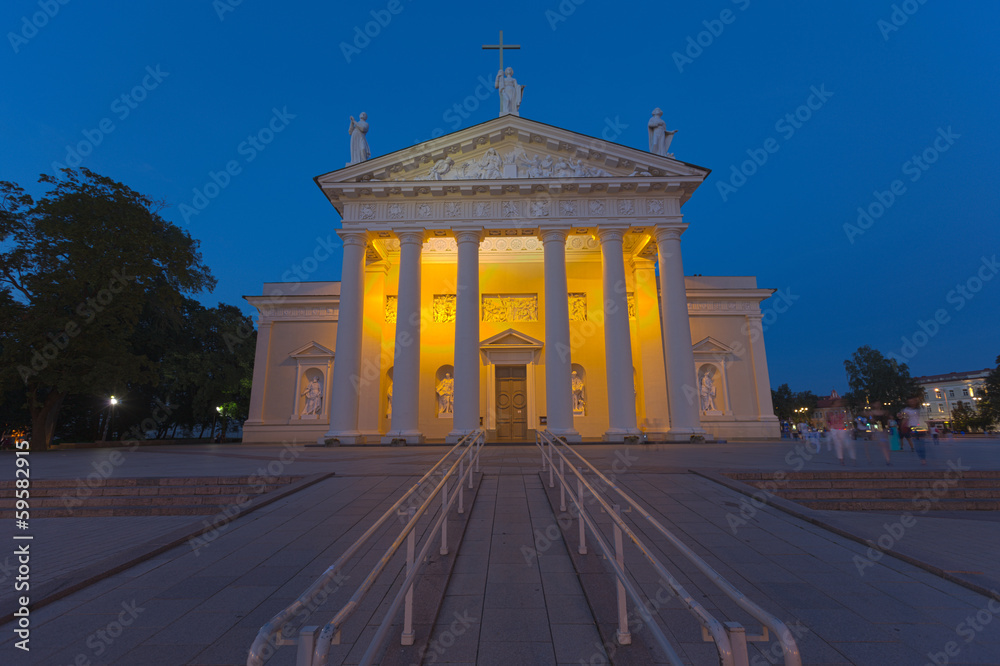 The Cathedral of Vilnius, Lithuania in Blue Hour