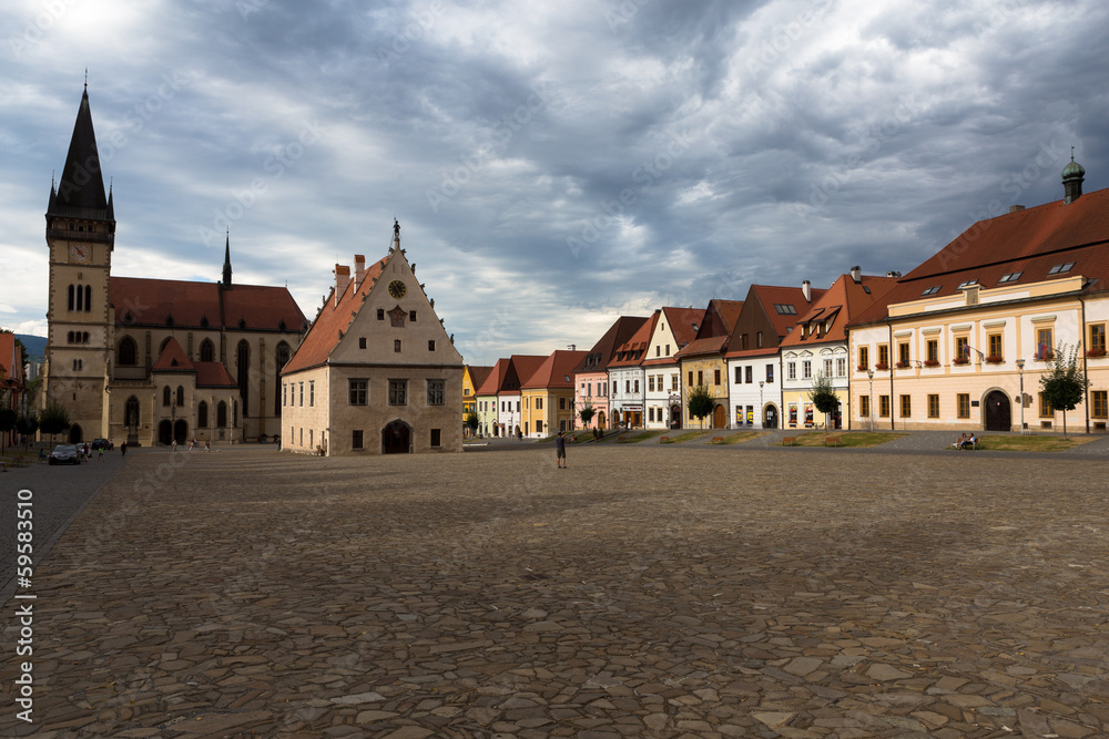 Bardejov, the town square, a world heritage in Slovakia
