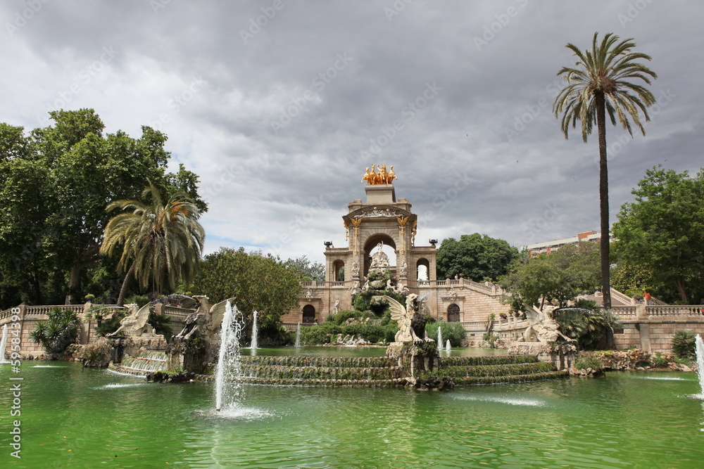 Fountain and cascade in park De la Ciutadella in Barcelona, Spai