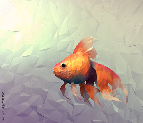 Goldfish modern triangle mosaic 3d illustration wallpaper