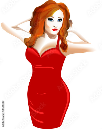 Model in a red dress
