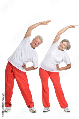 Elderly couple in a gym
