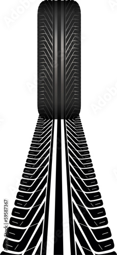 isolated tire and tire track