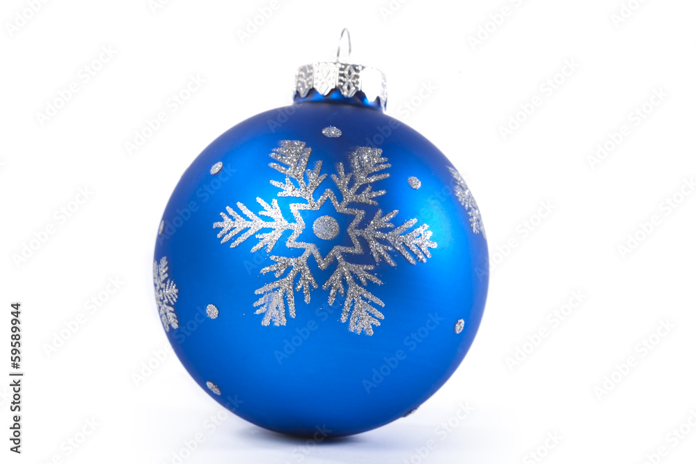 Close up shot of a blue Christmas ornament. Close up shot of a blue Christmas ornament.