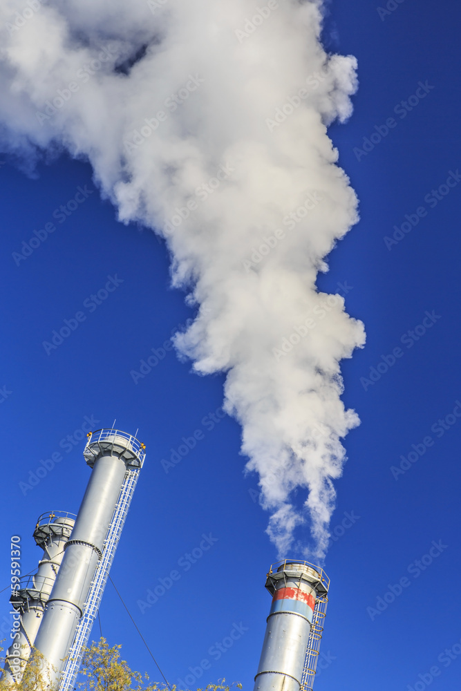 hite smoke from coal powered plant stacks