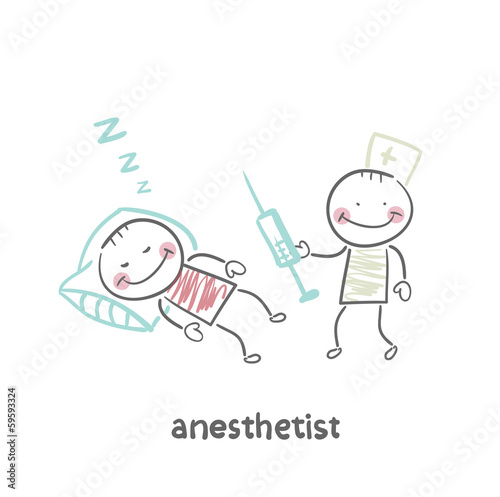 anesthesiologist with syringe next to a sleeping patient