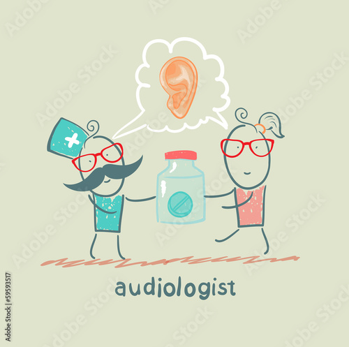 otolaryngologist says ear disease and gives the patient a tablet