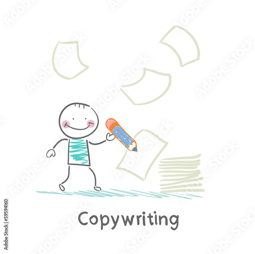 copywriter writes on paper