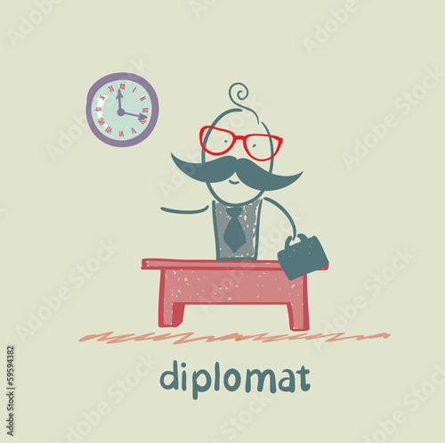 diplomat sitting at a desk