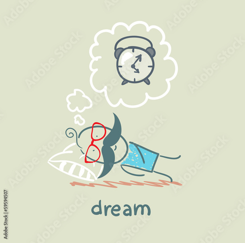 man dreams to the clock