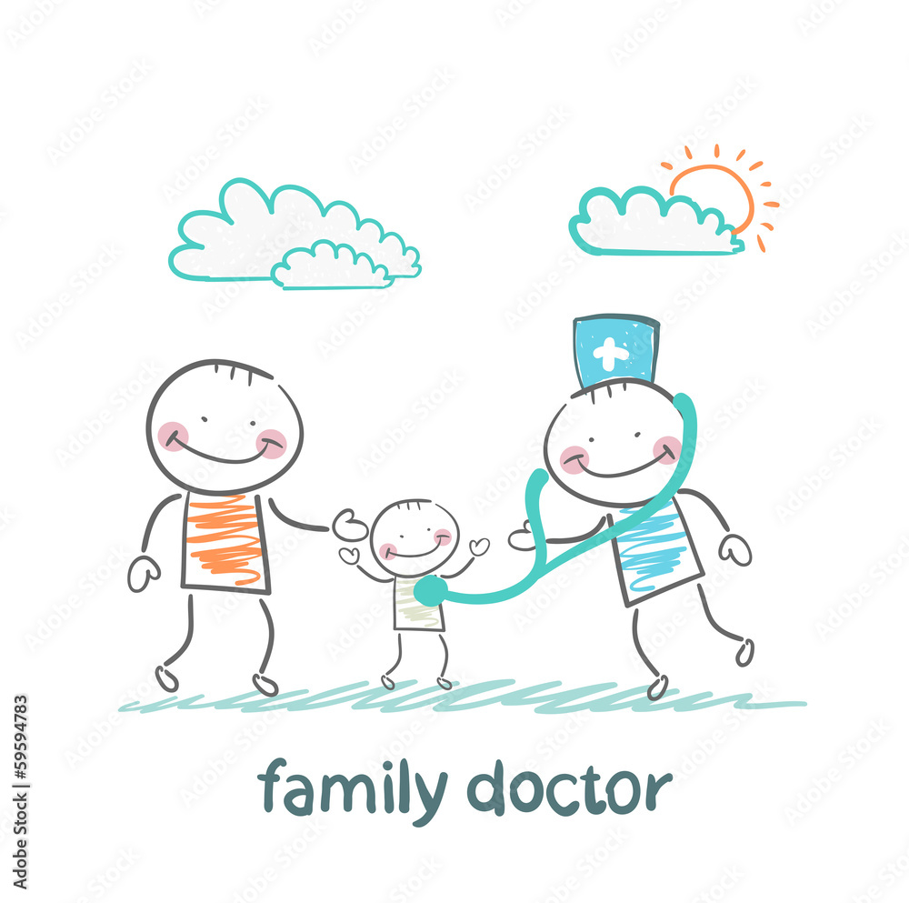 family doctor treats the father and his child
