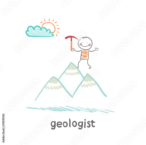 geologist stands on the hill