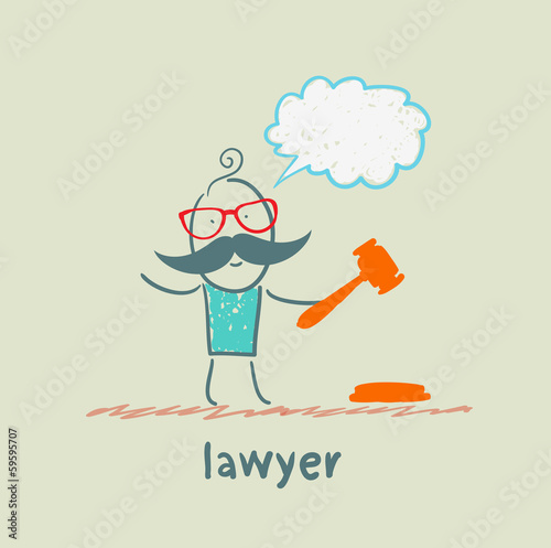 lawyer knocking hammer and thinks