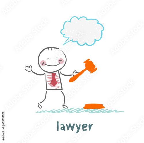 lawyer knocking hammer and thinks